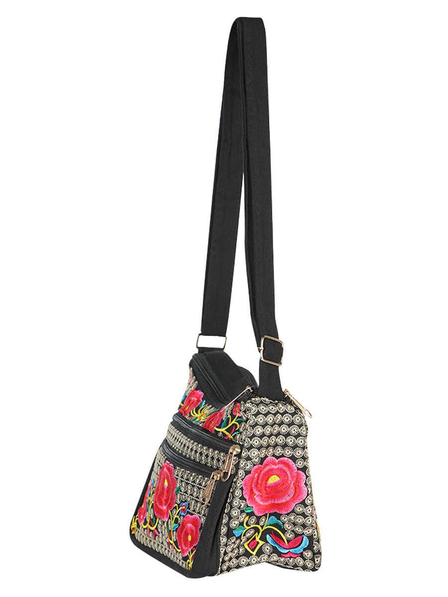 El General Embroidered Handbag- Black/Multicolor 702194