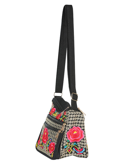 El General Embroidered Handbag- Black/Multicolor 702194