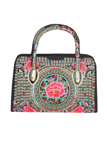 El General Embroidered Handbag-Black/Multicolor 702195