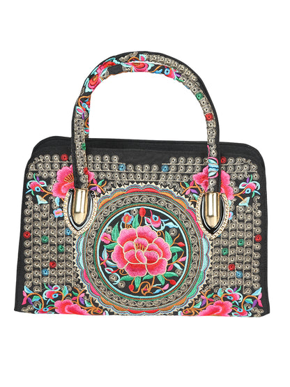 El General Embroidered Handbag-Black/Multicolor 702195