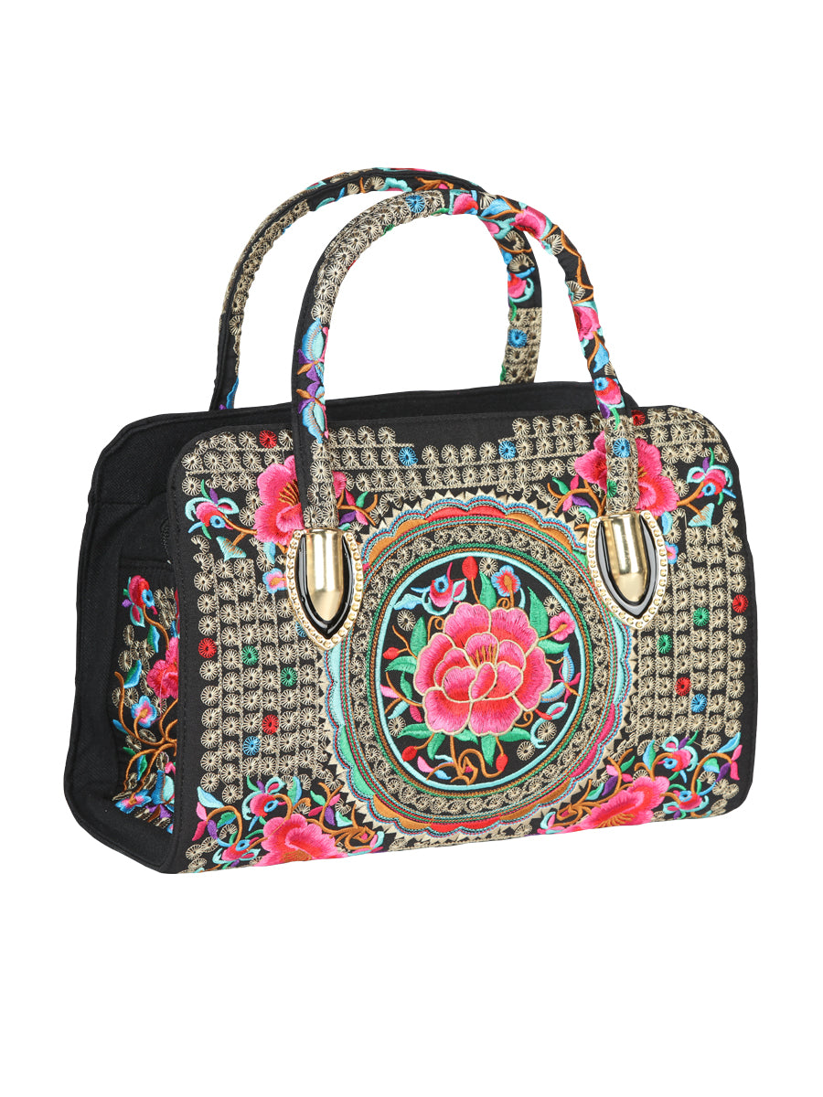 El General Embroidered Handbag-Black/Multicolor 702195