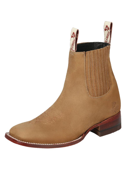 "El Canelo" Nubuck Rodeo Toe Ankle Boot – Camel 170088